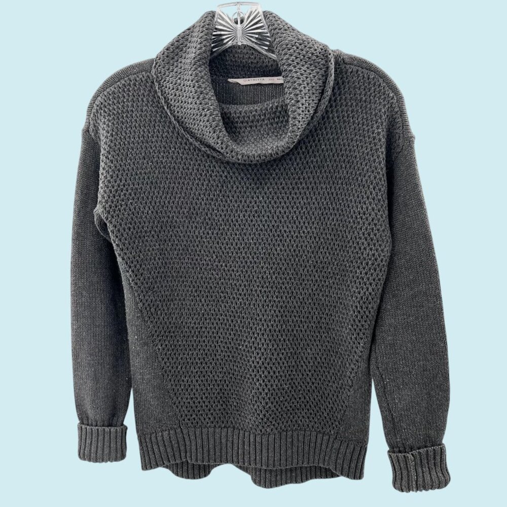 Athleta Sweater Women's Large Charcoal Gray Waffle Knit Breckenridge Pullover